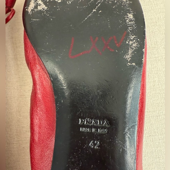 Prada Calzature Donna Red Patent Leather Tassel Ballet Flats Women Size 12 - Picture 15 of 15